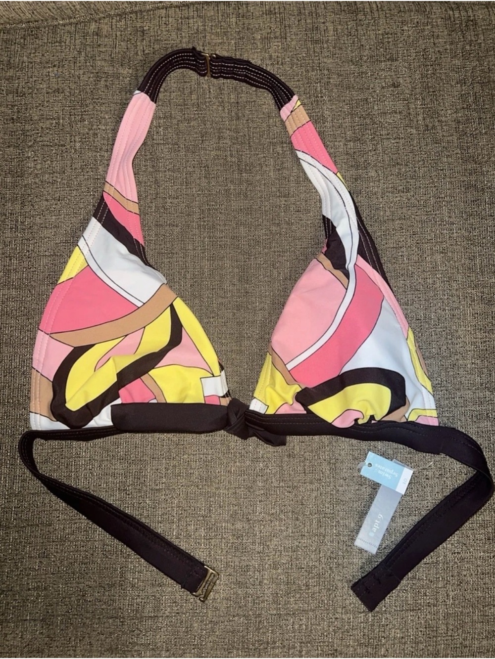NEW With Tags Women’s Apt. 9 Bikini Halter Top Padded Swimwear Size 10